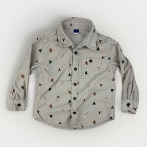 Holiday Corduroy Shirt Christmas Print Kids 3T Button Up Old Navy